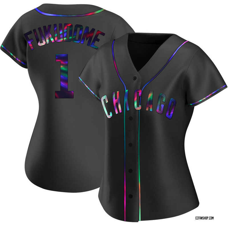 Black Holographic Kosuke Fukudome Women's Chicago Cubs Alternate Jersey - Replica Plus Size