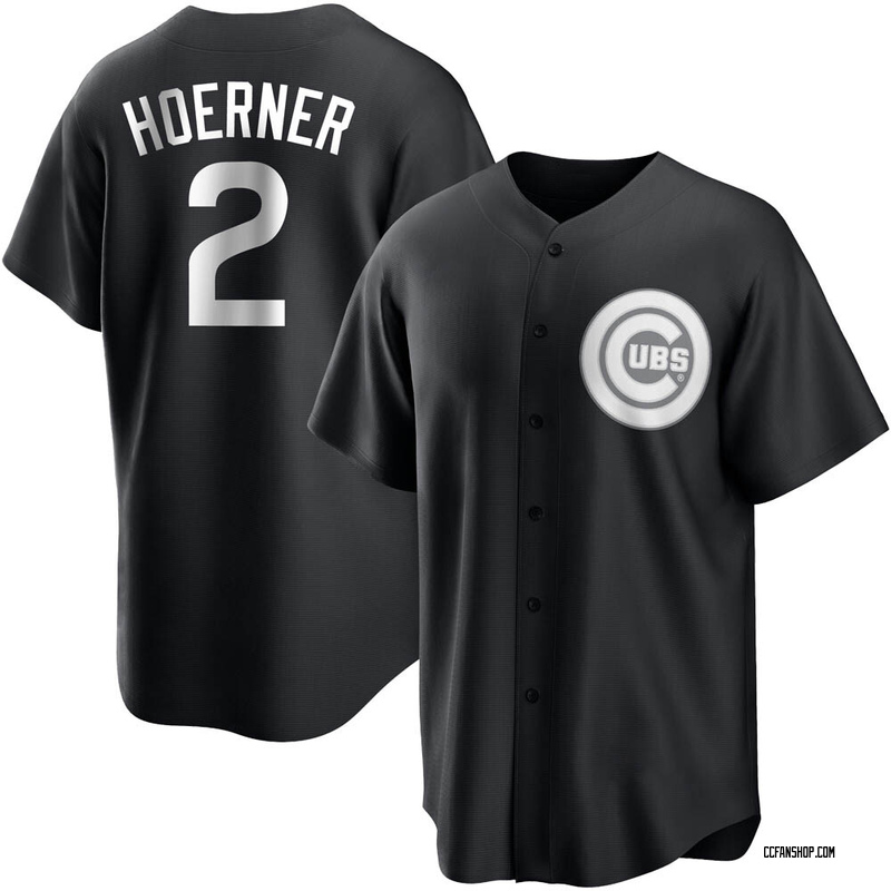 Black/White Nico Hoerner Men's Chicago Cubs Jersey - Replica Big Tall